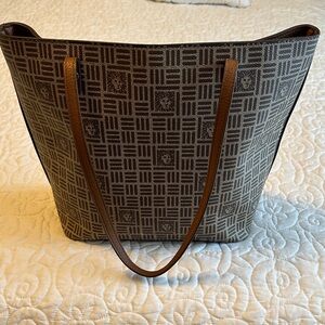 Anne Klein Elegant Brown Patterned Tote Bag